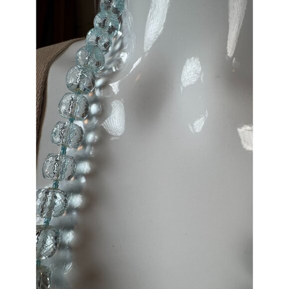 Vintage EsMor long single Strand Aqua Blue Faceted Glass Bead Necklace 18 Inches - Picture 16 of 16